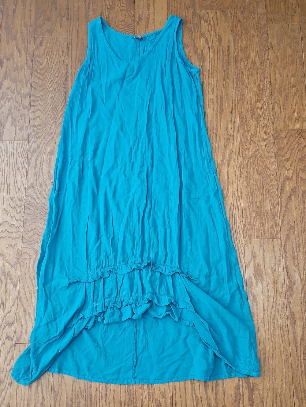 Oh My Gauze Ruffle Lagenlook Maxi Dress Teal size 2 (L/XL)